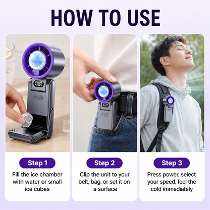 FrostFlow — Handheld Ice Cooling Fan