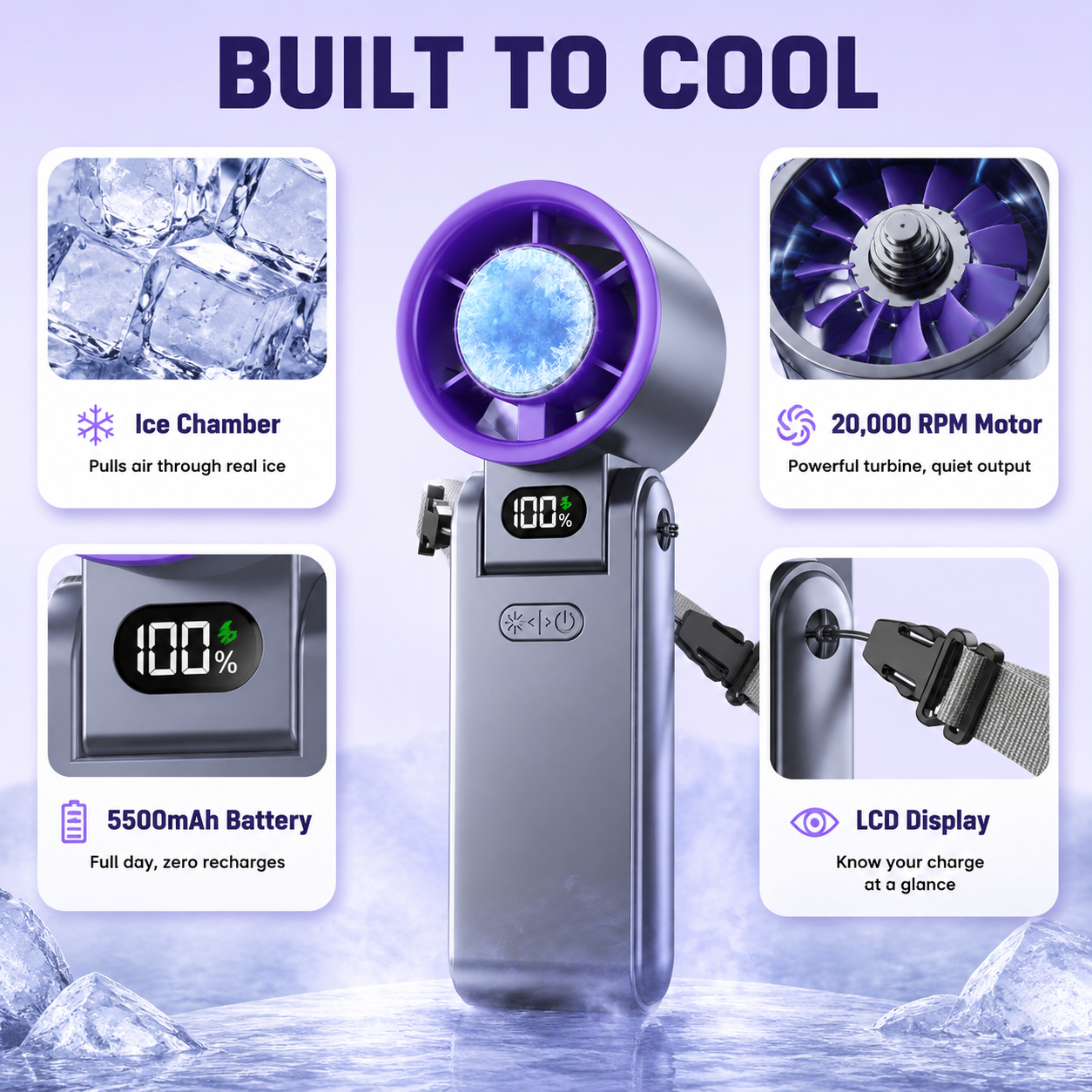 FrostFlow — Handheld Ice Cooling Fan