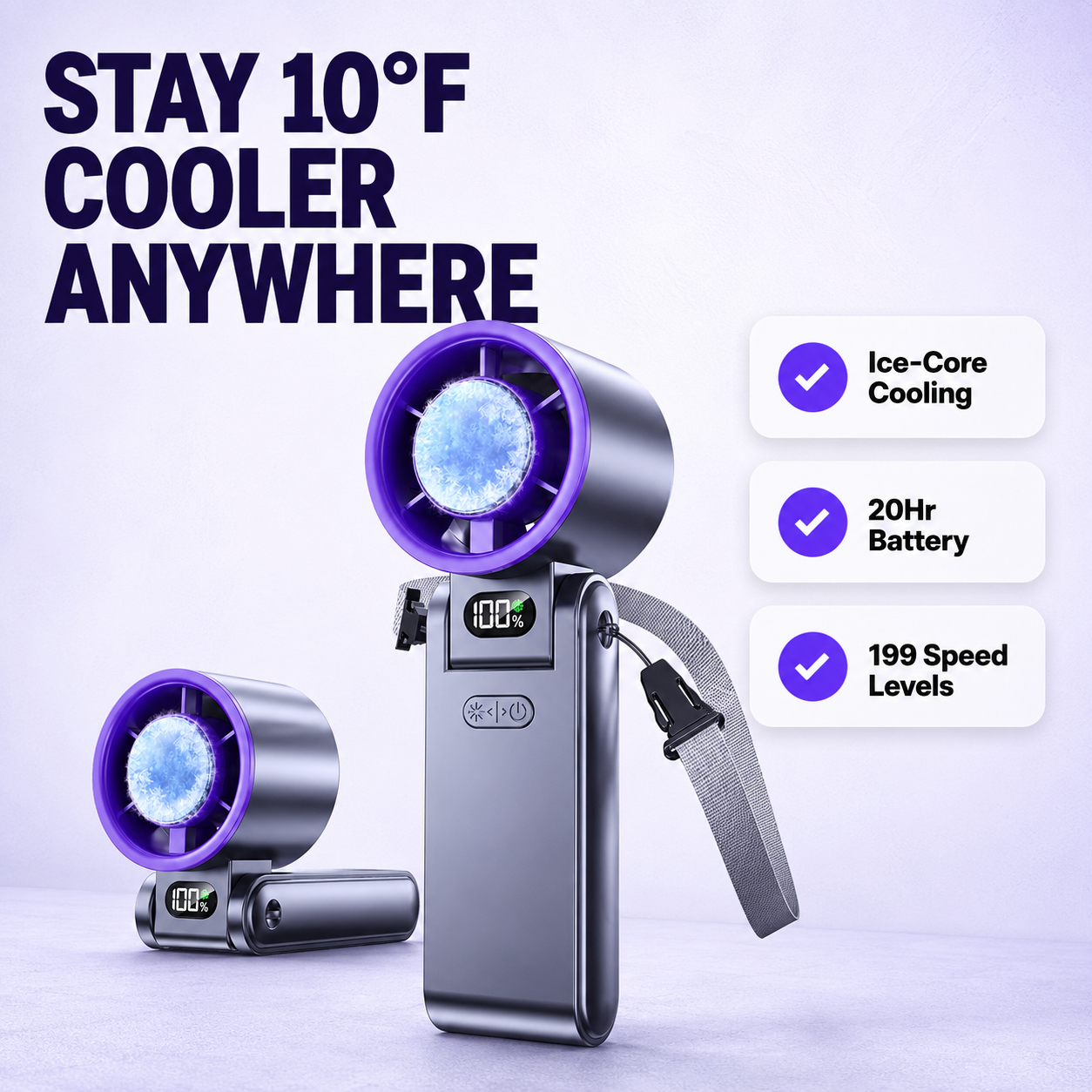 FrostFlow — Handheld Ice Cooling Fan