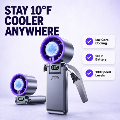 FrostFlow — Handheld Ice Cooling Fan